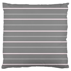 Horizontal Line Grey Pink Standard Flano Cushion Case (two Sides)