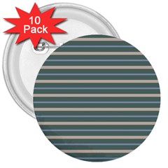 Horizontal Line Grey Blue 3  Buttons (10 Pack) 