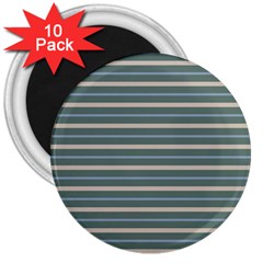 Horizontal Line Grey Blue 3  Magnets (10 Pack) 