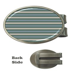 Horizontal Line Grey Blue Money Clips (oval) 