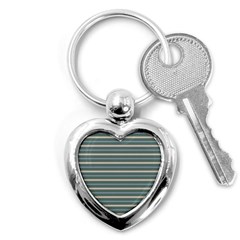 Horizontal Line Grey Blue Key Chains (heart)  by Mariart