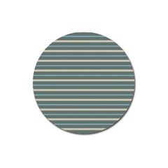 Horizontal Line Grey Blue Magnet 3  (round)