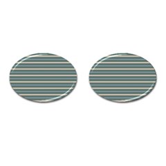 Horizontal Line Grey Blue Cufflinks (oval)