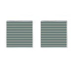 Horizontal Line Grey Blue Cufflinks (Square) Front(Pair)