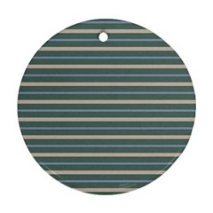 Horizontal Line Grey Blue Round Ornament (two Sides) by Mariart