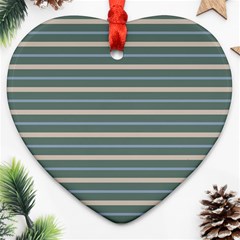 Horizontal Line Grey Blue Heart Ornament (two Sides) by Mariart