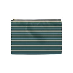 Horizontal Line Grey Blue Cosmetic Bag (medium)  by Mariart