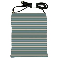 Horizontal Line Grey Blue Shoulder Sling Bags by Mariart