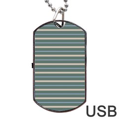 Horizontal Line Grey Blue Dog Tag Usb Flash (one Side) by Mariart