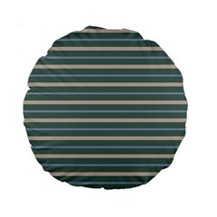 Horizontal Line Grey Blue Standard 15  Premium Round Cushions