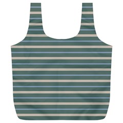 Horizontal Line Grey Blue Full Print Recycle Bags (l) 