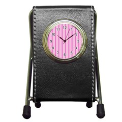 Line Pink Vertical Pen Holder Desk Clocks by Mariart