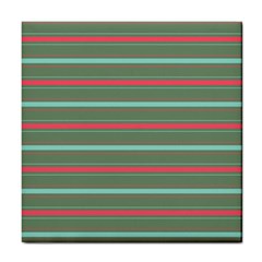 Horizontal Line Red Green Tile Coasters by Mariart