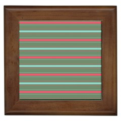 Horizontal Line Red Green Framed Tiles by Mariart