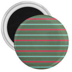 Horizontal Line Red Green 3  Magnets by Mariart