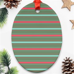 Horizontal Line Red Green Ornament (oval) by Mariart