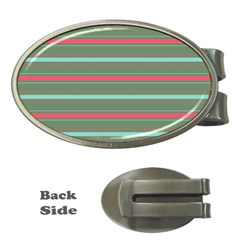 Horizontal Line Red Green Money Clips (oval)  by Mariart