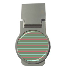 Horizontal Line Red Green Money Clips (round) 