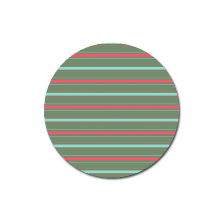 Horizontal Line Red Green Magnet 3  (Round)