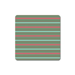 Horizontal Line Red Green Square Magnet