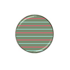 Horizontal Line Red Green Hat Clip Ball Marker (4 Pack)