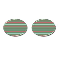 Horizontal Line Red Green Cufflinks (oval) by Mariart