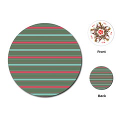 Horizontal Line Red Green Playing Cards (round)  by Mariart