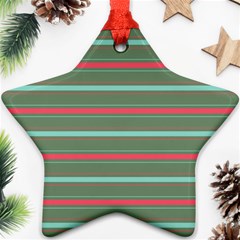 Horizontal Line Red Green Star Ornament (two Sides)