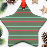 Horizontal Line Red Green Star Ornament (Two Sides) Front