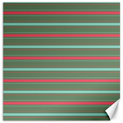 Horizontal Line Red Green Canvas 12  X 12   by Mariart