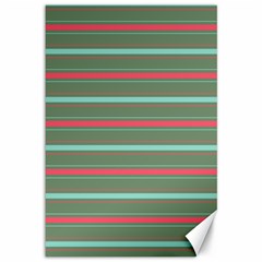 Horizontal Line Red Green Canvas 12  X 18  