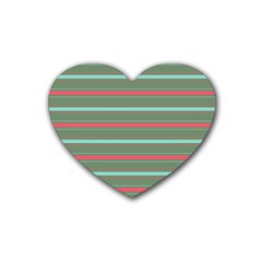 Horizontal Line Red Green Heart Coaster (4 Pack) 