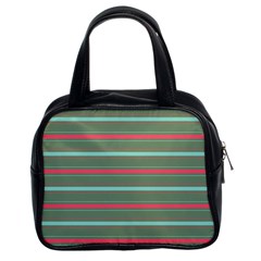 Horizontal Line Red Green Classic Handbags (2 Sides)