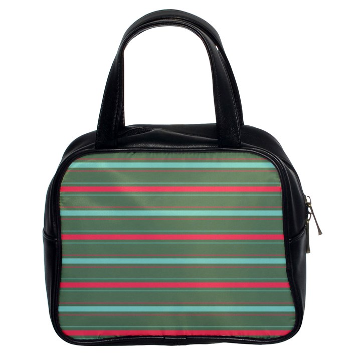 Horizontal Line Red Green Classic Handbags (2 Sides)