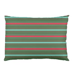 Horizontal Line Red Green Pillow Case