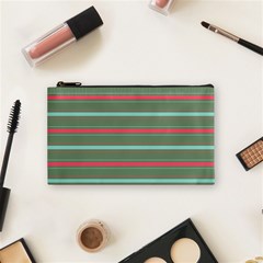 Horizontal Line Red Green Cosmetic Bag (small) 