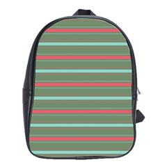 Horizontal Line Red Green School Bag (large) by Mariart