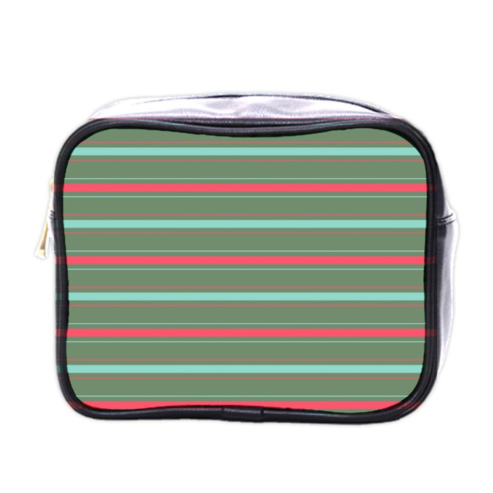 Horizontal Line Red Green Mini Toiletries Bags