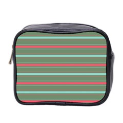 Horizontal Line Red Green Mini Toiletries Bag 2-side