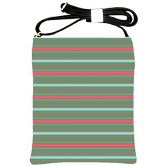 Horizontal Line Red Green Shoulder Sling Bags