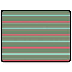 Horizontal Line Red Green Fleece Blanket (large) 