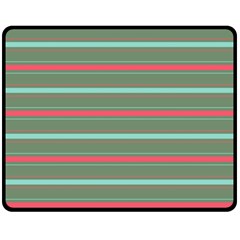 Horizontal Line Red Green Fleece Blanket (medium) 