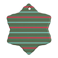 Horizontal Line Red Green Snowflake Ornament (two Sides)