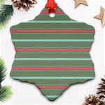 Horizontal Line Red Green Snowflake Ornament (Two Sides) Front