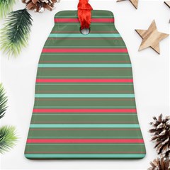 Horizontal Line Red Green Bell Ornament (two Sides) by Mariart