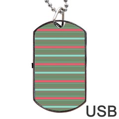 Horizontal Line Red Green Dog Tag Usb Flash (one Side) by Mariart