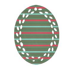 Horizontal Line Red Green Oval Filigree Ornament (two Sides) by Mariart