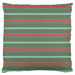 Horizontal Line Red Green Large Cushion Case (one Side)