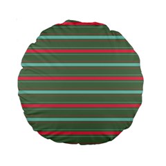 Horizontal Line Red Green Standard 15  Premium Round Cushions by Mariart