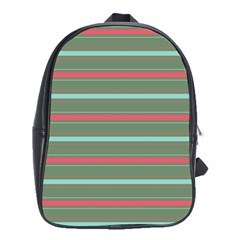 Horizontal Line Red Green School Bag (xl)